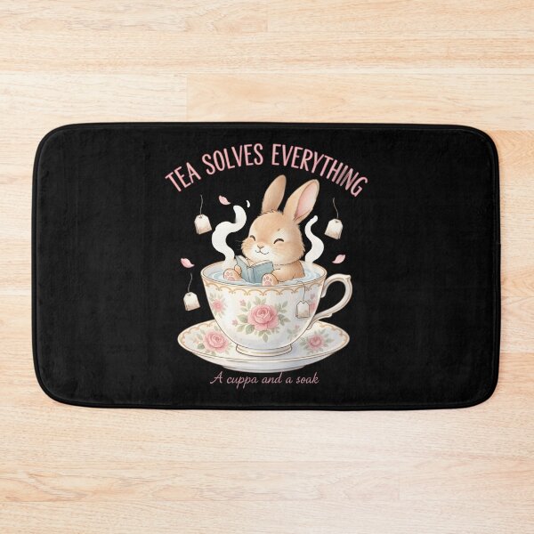 Item preview, Tea Solves Everything Bunny Bath Vintage Floral Design. designed and sold by The-T-In-Retro.