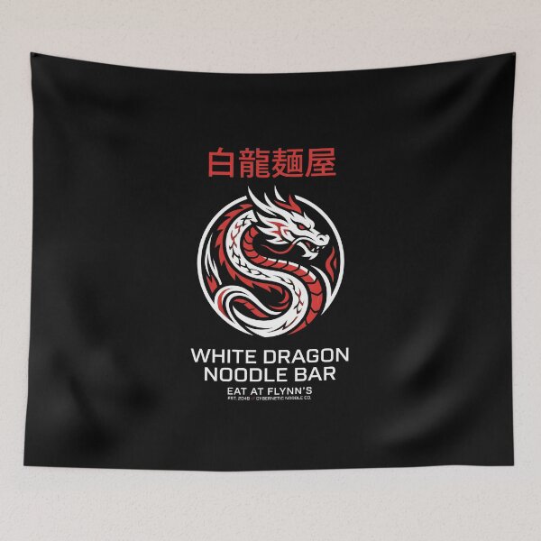 Item preview, White Dragon Noodle Bar Cyberpunk Logo Graphic designed and sold by EKHOAISTORE.