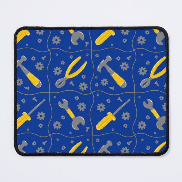 Item preview, Navy blue builder tools toolbox construction repeat seamless pattern designed and sold by ButterflyKissCollab.