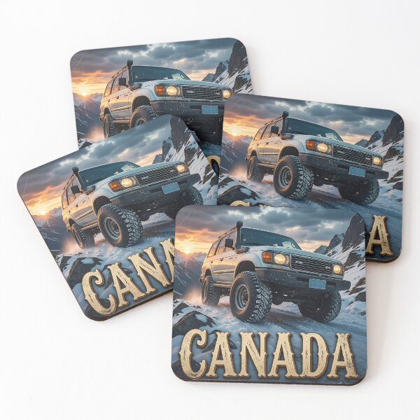 Item preview, Vintage Canadian Rockies 4x4 Winter Travel Art Print designed and sold by BorgSpareParts.