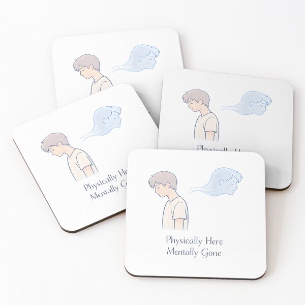 Item preview, Physically Here Mentally Gone Shirt Funny Introvert Relatable Aesthetic Quote Cute Character Design designed and sold by HumanError-Club.