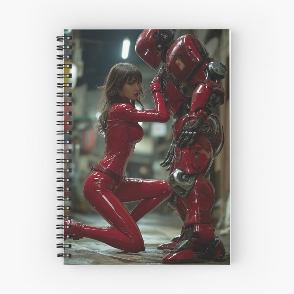Item preview, Red Latex Robot – Neon Cyberpunk Alley designed and sold by TechDreamscapes.