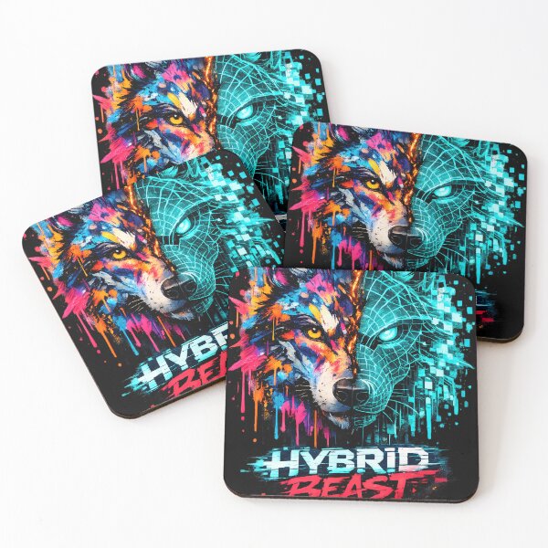 Item preview, Hybrid Beast Cyberpunk Graffiti Wolf Wireframe 3D Graphic designed and sold by etuvibes.