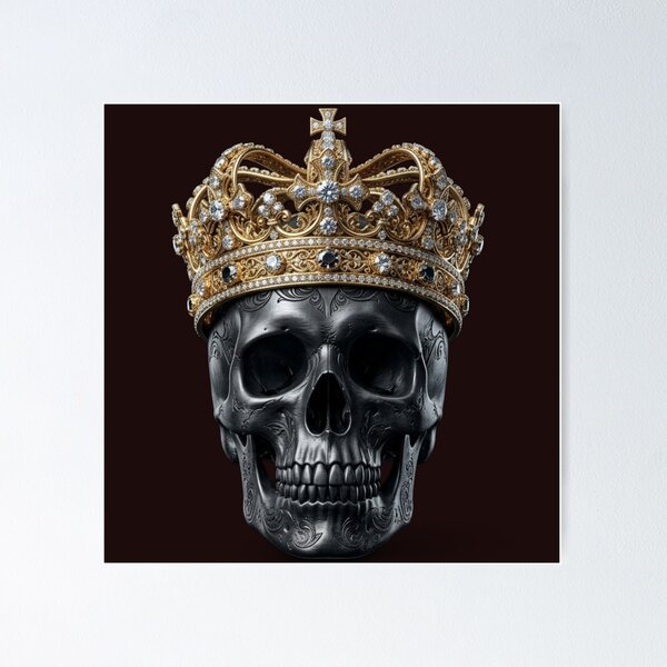 Item preview, Luxury Gothic Skull - Diamond & Gold Royal Crown Art designed and sold by Remix Vision.
