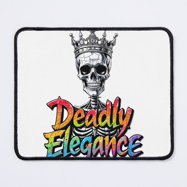 Item preview, A colorful skull with a crown and the words Deadly Elegance on transparent background designed and sold by Creative88Art.