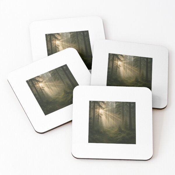 Artikelvorschau, Sunlight Rays in Forest – Peaceful Nature Landscape entworfen und verkauft von peacefulframes.art.