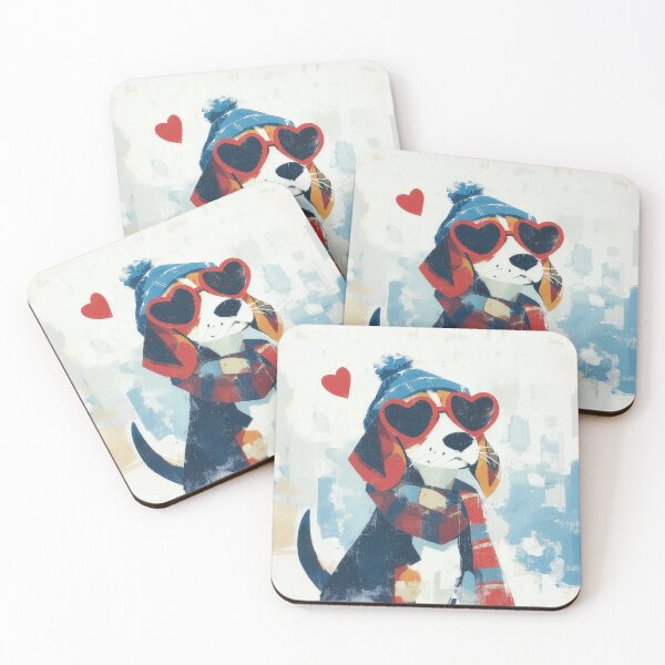 Item preview, Stylish Winter Dog with Heart Glasses designed and sold by Dusk Atelier.