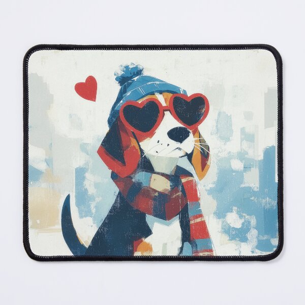 Item preview, Stylish Winter Dog with Heart Glasses designed and sold by Dusk Atelier.