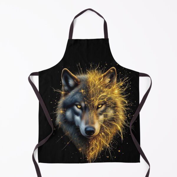 Item preview, Mystical Alpha Wolf - Golden Spark Glow Luxury Animal Art designed and sold by Remix Vision.