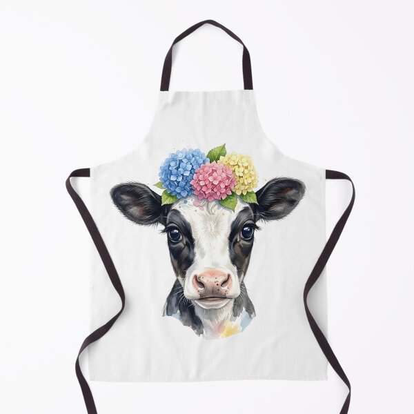 Item preview, Adorable calf with hydrangea crown - Watercolor summer farm animal art designed and sold by VibranPalette.