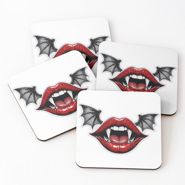 Item preview, A vampire mouth with red lips and bat wings on transparent background designed and sold by Creative88Art.