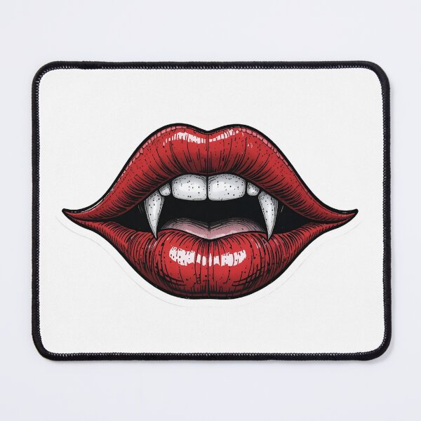 Item preview, A vampire's red lips with fangs on transparent background designed and sold by Creative88Art.