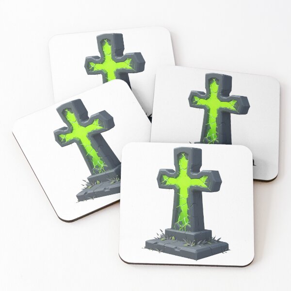Item preview, A glowing green cross on a stone pedestal on transparent background designed and sold by Creative88Art.
