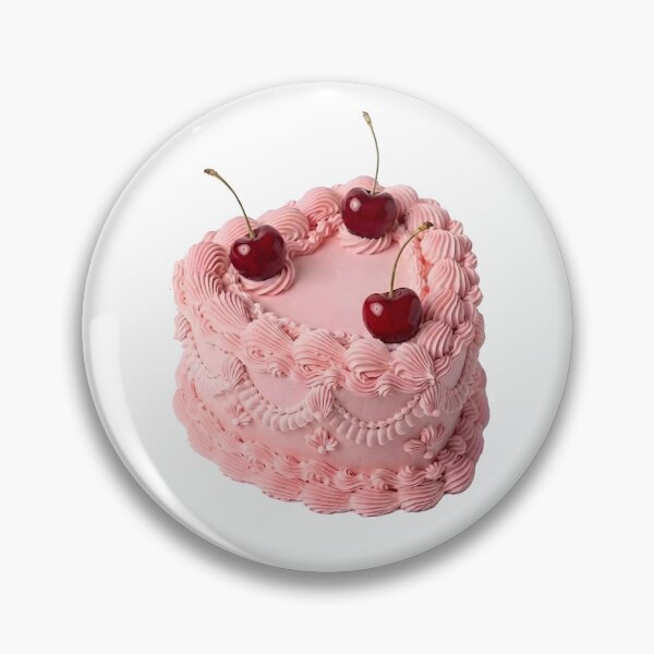 Item preview, Pink Cherry Heart Cake – Cute Vintage Dessert Sticker designed and sold by stylishsketcher.