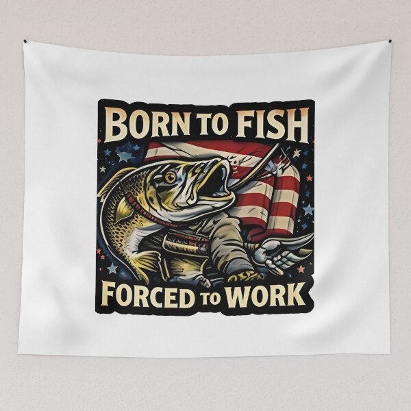 Item preview, Born to Fish Forced to Work – Funny Fishing Design designed and sold by Ladys-Gents.