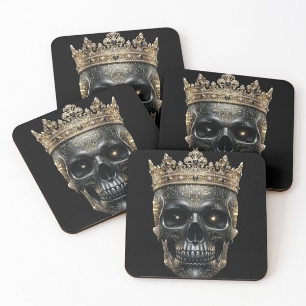 Item preview, Cybernetic King Skull - Luxury Golden Crown & Circuitry Art designed and sold by Remix Vision.