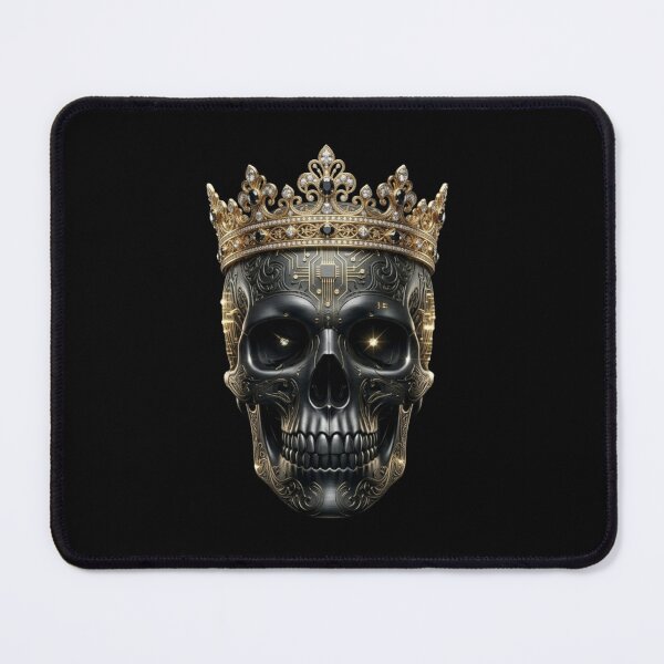 Item preview, Cybernetic King Skull - Luxury Golden Crown & Circuitry Art designed and sold by Remix Vision.