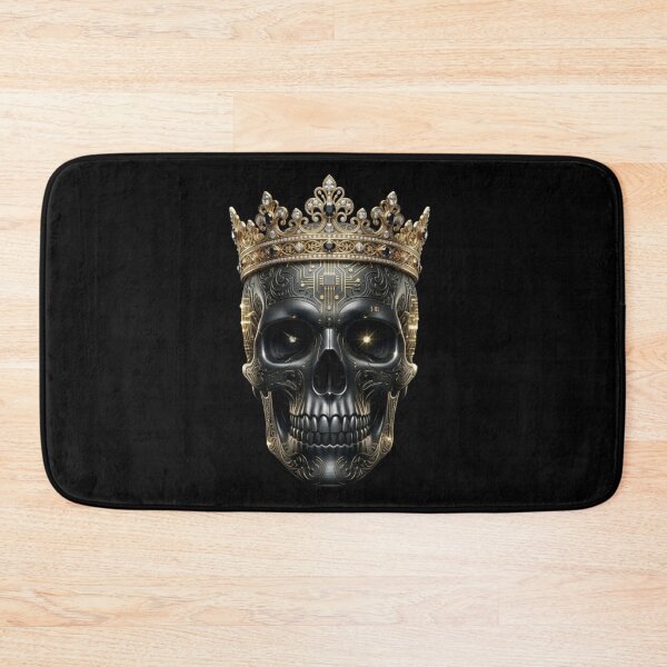 Item preview, Cybernetic King Skull - Luxury Golden Crown & Circuitry Art designed and sold by Remix Vision.