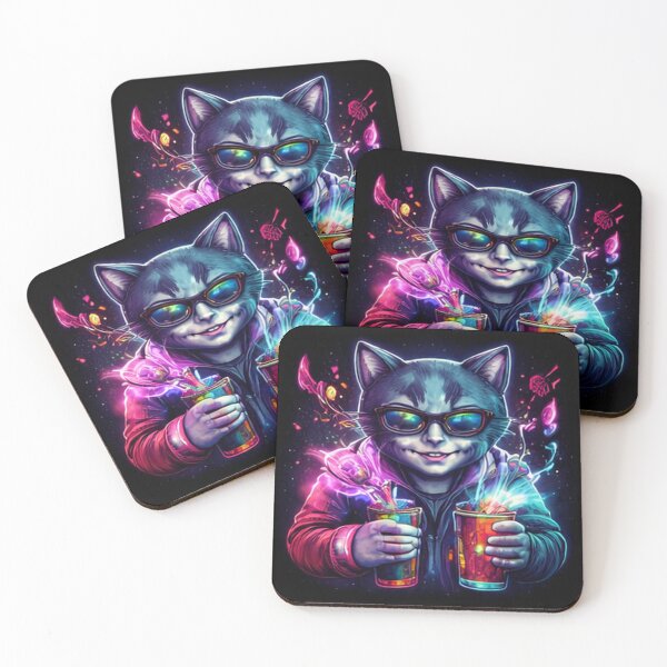 Item preview, Neon Cat with Glasses designed and sold by DavidPerea.