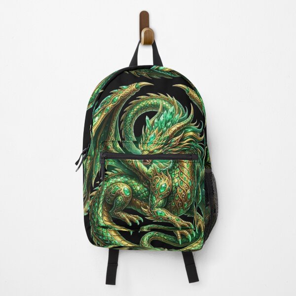 Item preview, Golden Emerald Dragon - Luxury Gemstone Mythical Beast Art designed and sold by Remix Vision.