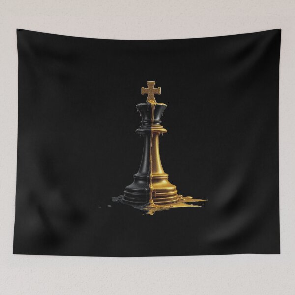 Item preview, Split Golden Chess King - Luxury Liquid Gold Strategy Art designed and sold by Remix Vision.