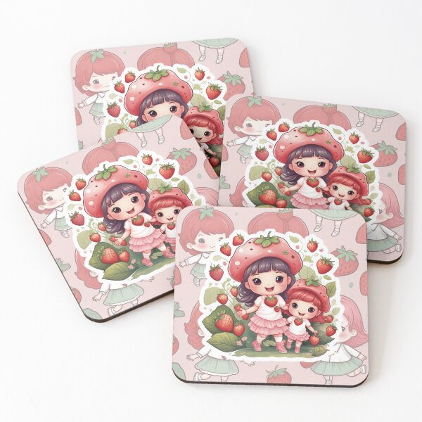 Item preview, Cute Kawaii Strawberry Girls Sticker - Sweet Summer Fruit Art designed and sold by Sidra digital art 8277237.