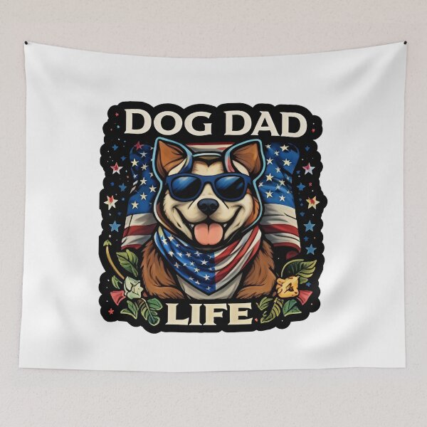 Item preview, Patriotic Dog Dad Life – Cool Sunglasses Pup designed and sold by Ladys-Gents.