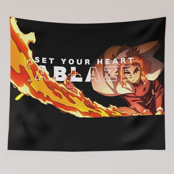 Item preview, Set your heart ablaze Rengoku quote - Demon Slayer designed and sold by Cat-and-Panda.