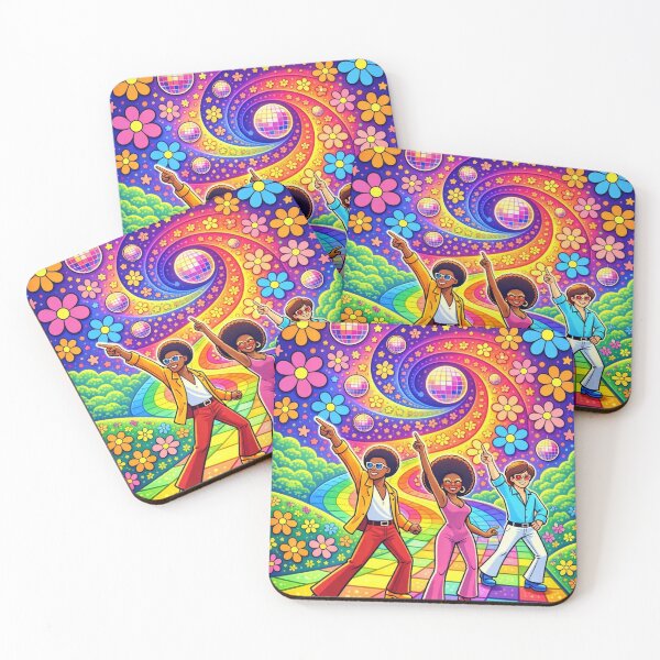 Item preview, 70s Retro Disco Dancers – Psychedelic Rainbow Dance Floor Groovy Party Art designed and sold by Digital Culture Studio.
