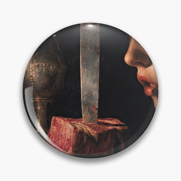 Item preview, Dark Surreal Still Life with Knife, Raw Meat, and Woman’s Face designed and sold by Shannon Hilson.