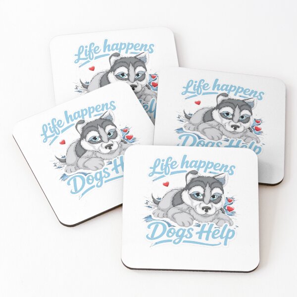 Item preview, Life Happens Dogs Help Cute Husky Dog Lover Design designed and sold by TreeDoPrints.