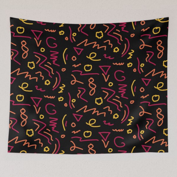 Item preview, Doodle pattern drawing triangles loops zigzag pink orange yellow designed and sold by angel-cat-22.