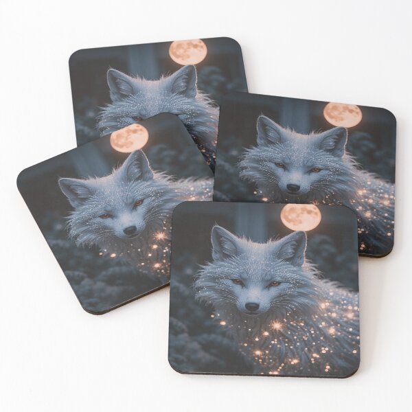 Item preview, Mystic White Fox Under the Full Moon designed and sold by BeautifulVirtues.
