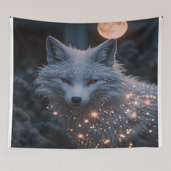 Item preview, Mystic White Fox Under the Full Moon designed and sold by BeautifulVirtues.
