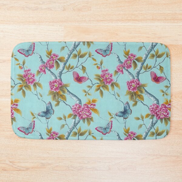Item preview, Flores, ramas y mariposas de estilo chino sobre fondo turquesa. designed and sold by SophieClimaArt.
