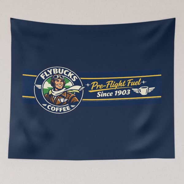 Item preview, Flybucks Coffee – Retro Pilot Parody Mug | Pre‑Flight Fuel Since 1903 designed and sold by VoglR.