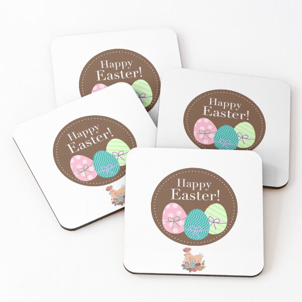 Item preview, Rustic Brown Happy Easter Eggs and Hen? designed and sold by FunSticky14.