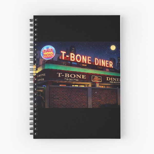 Item preview, T-Bone Diner Forest Hills Queens – Vintage NYC Diner at Night – Retro Neon Illustration – Lost New York Landmark designed and sold by DiamondSkyShirt.