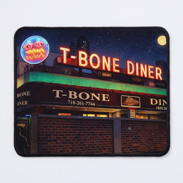 Item preview, T-Bone Diner Forest Hills Queens – Vintage NYC Diner at Night – Retro Neon Illustration – Lost New York Landmark designed and sold by DiamondSkyShirt.
