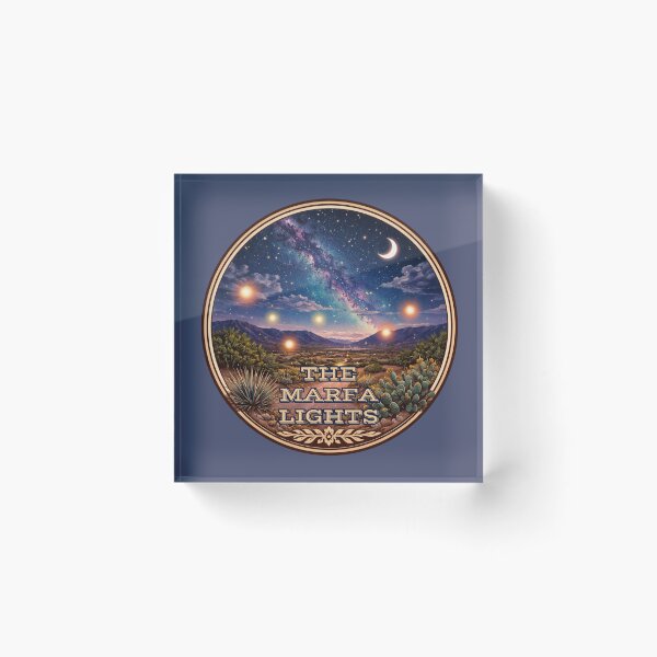 Item preview, Marfa Lights Vintage Desert Night Sky Illustration – West Texas Mystery Lights Art Work designed and sold by SimplyJasper.