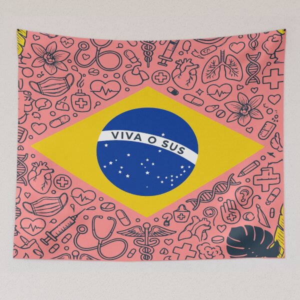 Item preview, Brazil Flag Viva o SUS - Public Health Support Art (Rio de Janeiro) designed and sold by edstorebeaches.