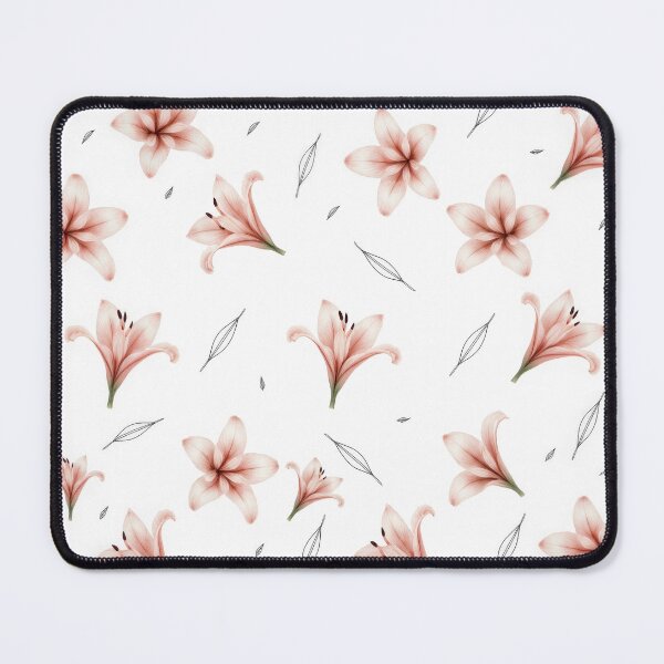 Item preview, Delicate Pink Lilies and Minimalist Leaf Outlines designed and sold by Thalassora.