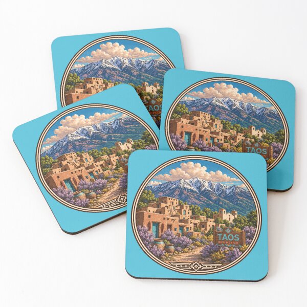 Item preview, Taos New Mexico Vintage Pueblo Mountain Illustration – Southwest Desert Art, Adobe Village, Travel Poster Style designed and sold by SimplyJasper.
