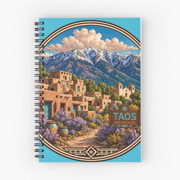 Item preview, Taos New Mexico Vintage Pueblo Mountain Illustration – Southwest Desert Art, Adobe Village, Travel Poster Style designed and sold by SimplyJasper.