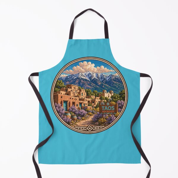 Item preview, Taos New Mexico Vintage Pueblo Mountain Illustration – Southwest Desert Art, Adobe Village, Travel Poster Style designed and sold by SimplyJasper.