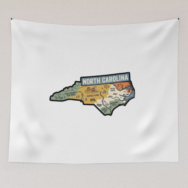 Item preview, North Carolina Illustrated Map – Hand-Drawn Rivers & Nature Adventure Sketch designed and sold by Paper Drip.