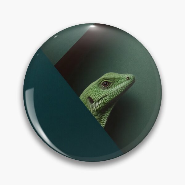 Item preview, Minimalist Green Gecko Peeking Behind Geometric Wall designed and sold by LuminousFoundry.