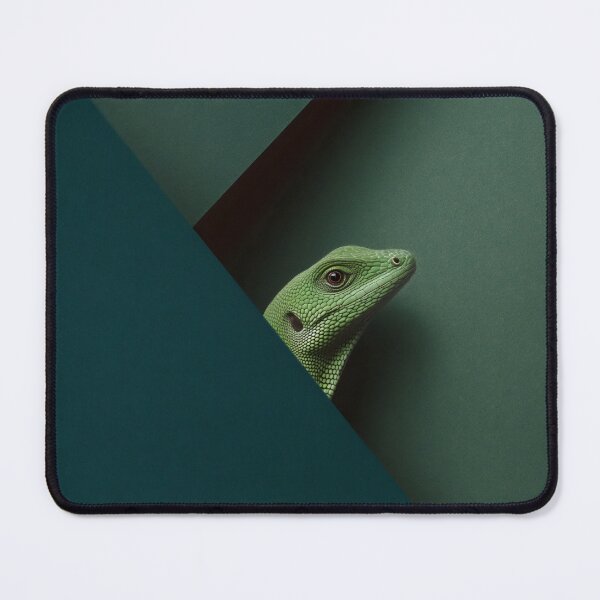 Item preview, Minimalist Green Gecko Peeking Behind Geometric Wall designed and sold by LuminousFoundry.