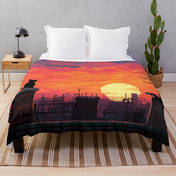 Item preview, Pixel Rooftop Cat at Sunset designed and sold by Rtymer.