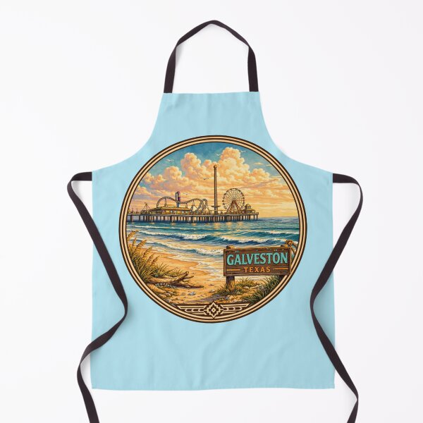 Item preview, Galveston Texas Vintage Beach Pier Illustration – Pleasure Pier Sunset Coastal Art, Retro Travel Poster Style designed and sold by SimplyJasper.